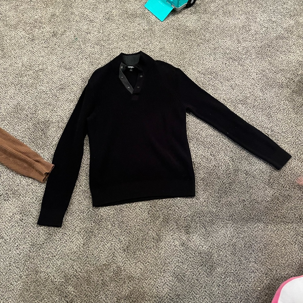 Express Quarter Snap Pullover Sweaters Brown And … - image 2